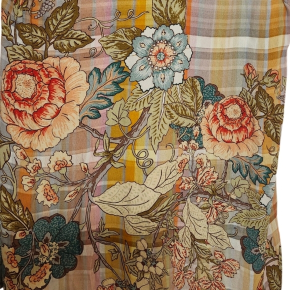 NWT BL^NK LONDON ZUKIC SHORT SLEEVE PASTEL PLAID FLORAL TUNIC TOP S - Picture 3 of 6